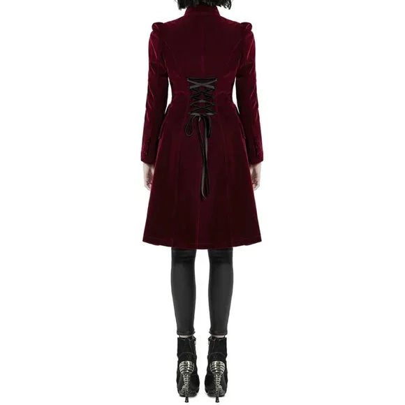 Women's coat Jacket Vespertine Mid Length Coat Red/Maroon Velvet Coat USA - Picture 7 of 8